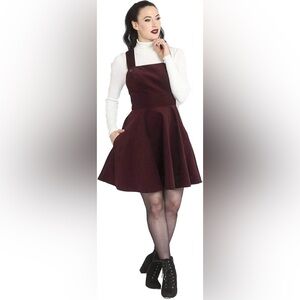 Hell Bunny Maroon Corduroy Sleeveless A-line Mini Dress